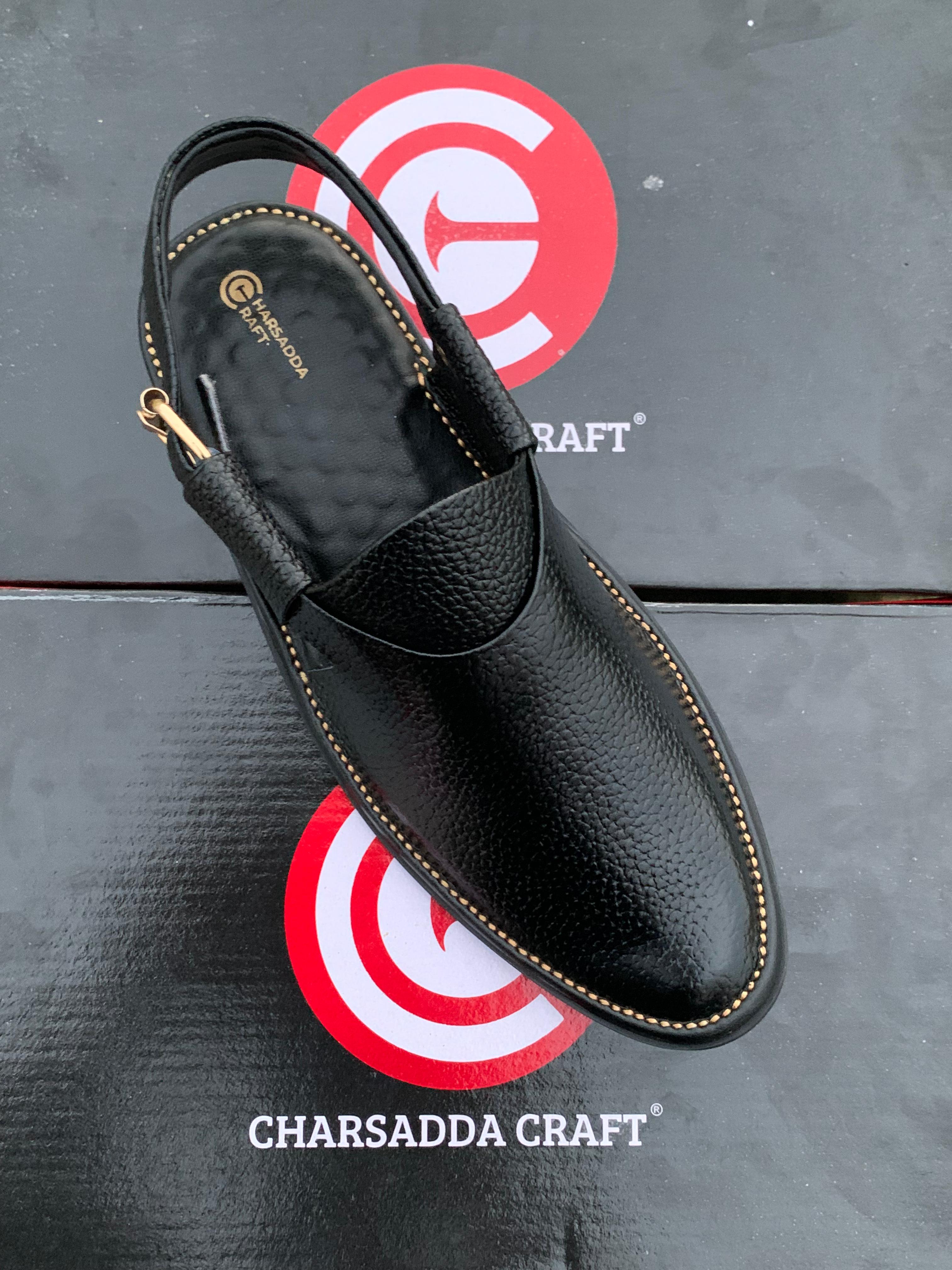 Charsadda classic black jeans (DOTTED) chappal