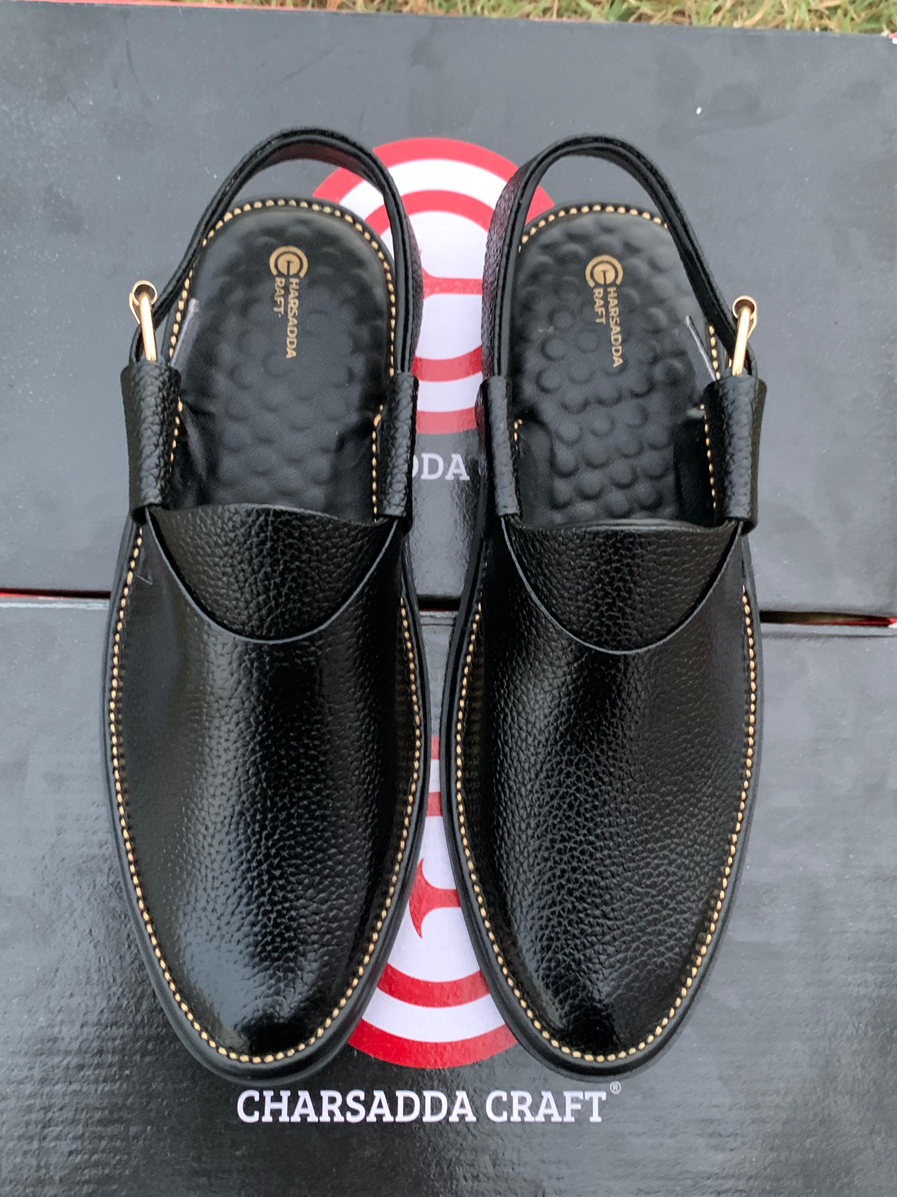 Charsadda classic black jeans (DOTTED) chappal