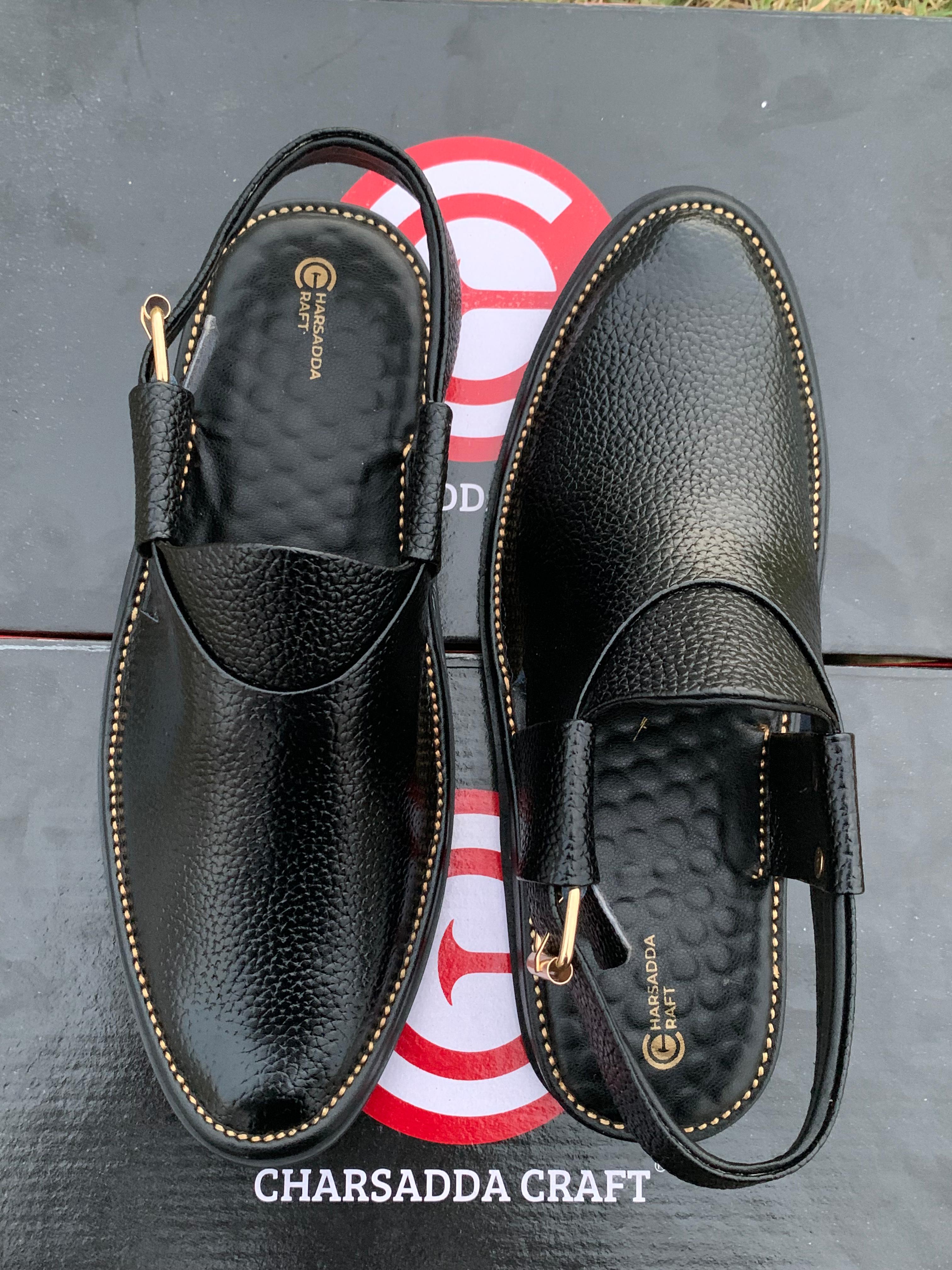 Charsadda classic black jeans (DOTTED) chappal